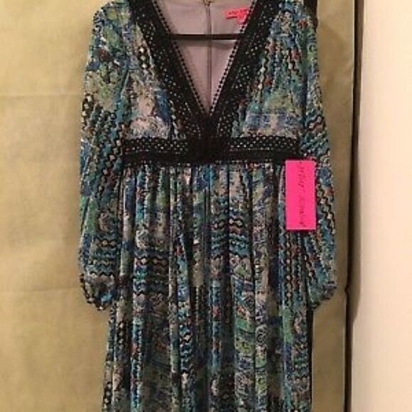 Betsey Johnson Dress Cold Shoulder Crochet Trim 4 - Picture 2 of 8